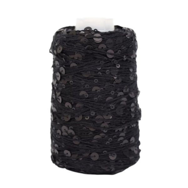 PULLU İP 100 gr 008 (Parlak Siyah Pullu)