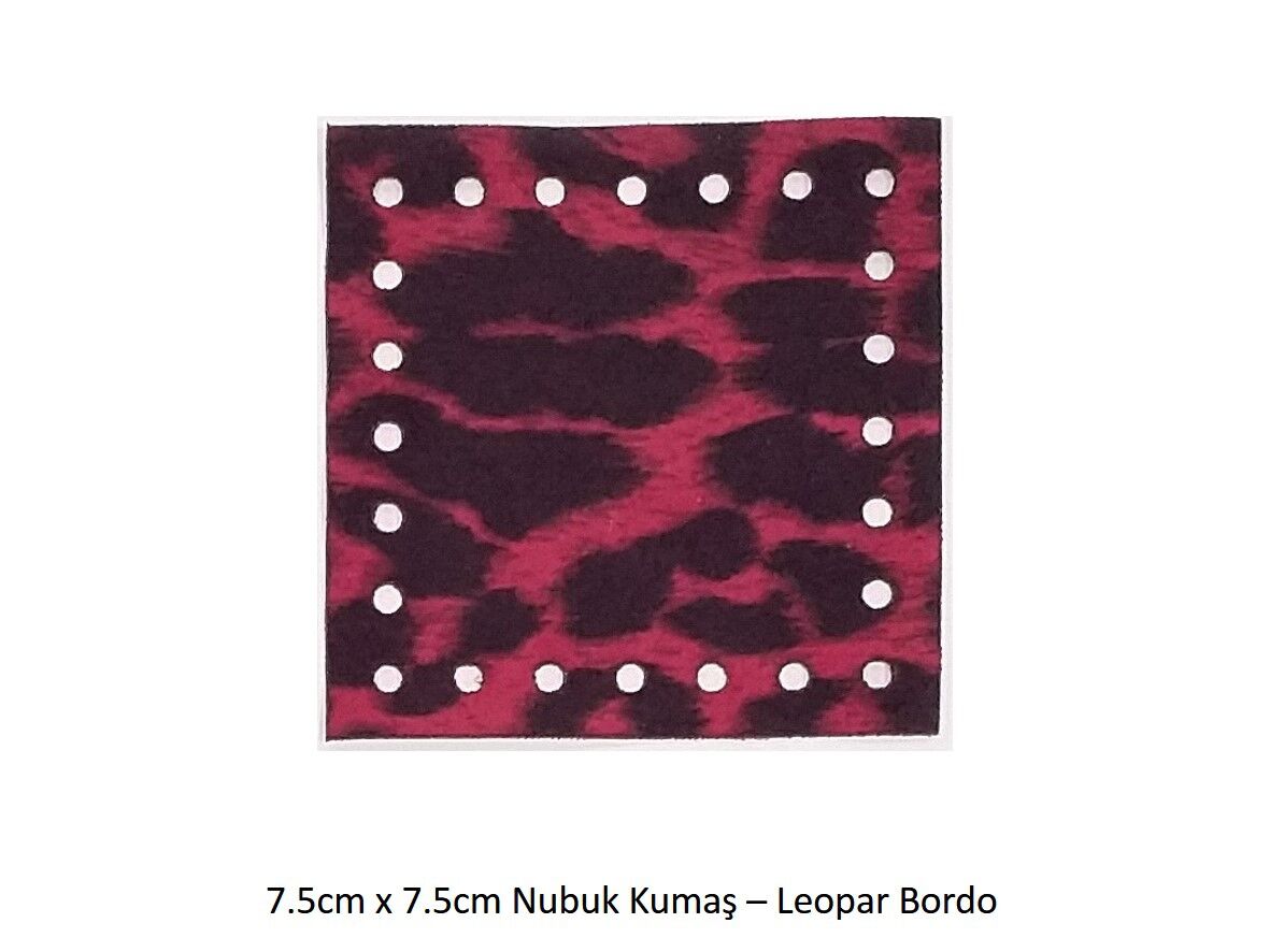 7.5X7.5 NUBUK KUMAŞ 802-LEOPAR BORDO