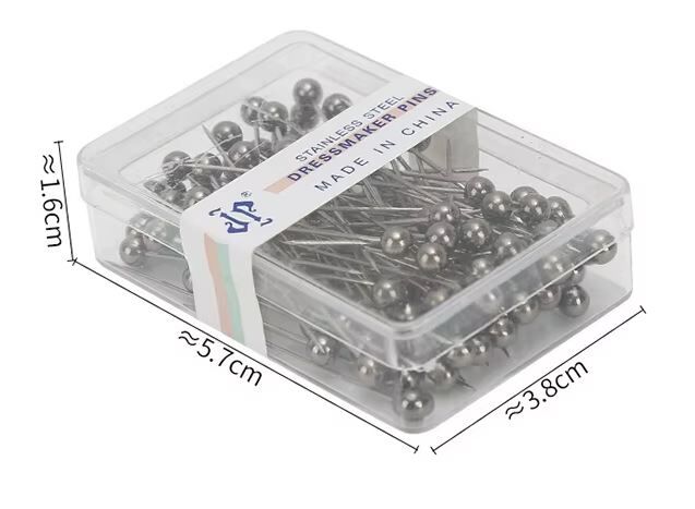 Metalik Başlı Toplu İğne (38 mm) Siyah Nikel