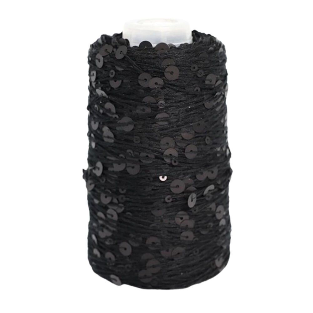 PULLU İP 100 gr 011 (Mat Siyah Pullu)