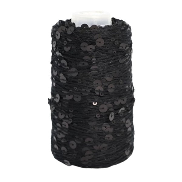 PULLU İP 100 gr 011 (Mat Siyah Pullu)