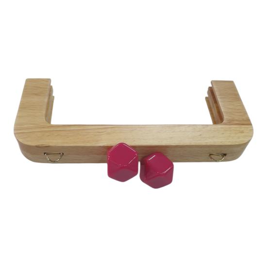 Ahşap Burs-03 [20cm Naturel-Fuşya]