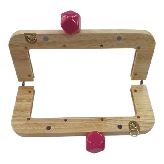 Ahşap Burs-03 [20cm Naturel-Fuşya]