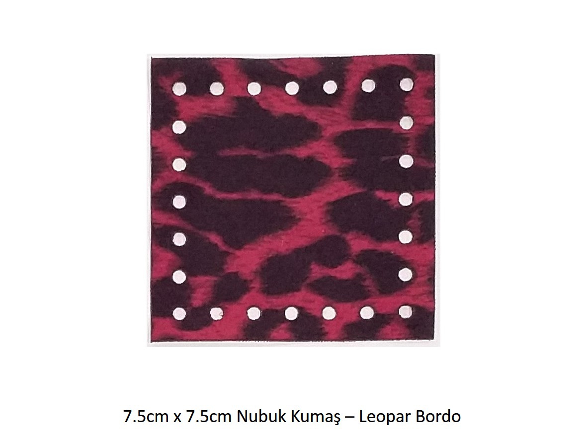 7.5x7.5 Nubuk Kumaş 802-Leopar Bordo